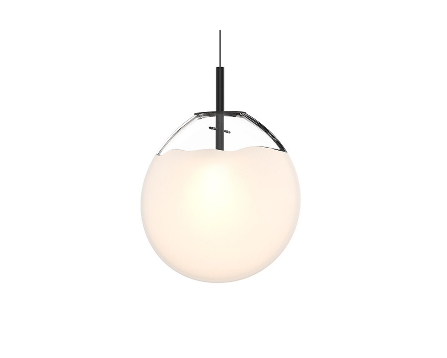 Sonneman Cantina LED Single Pendant - Satin Black, Large, Poured White Glass