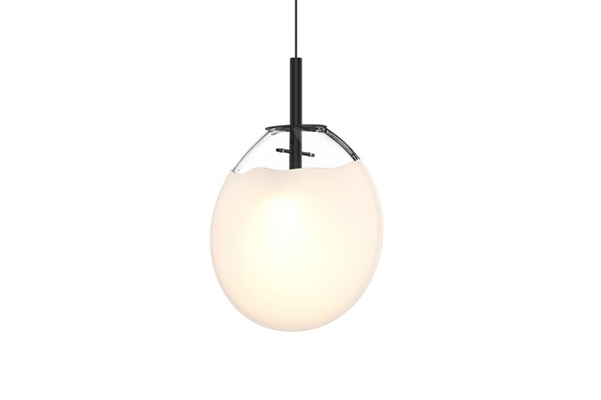 Sonneman™ Cantina LED Single Pendant - Satin Black, Medium, Poured White Glass