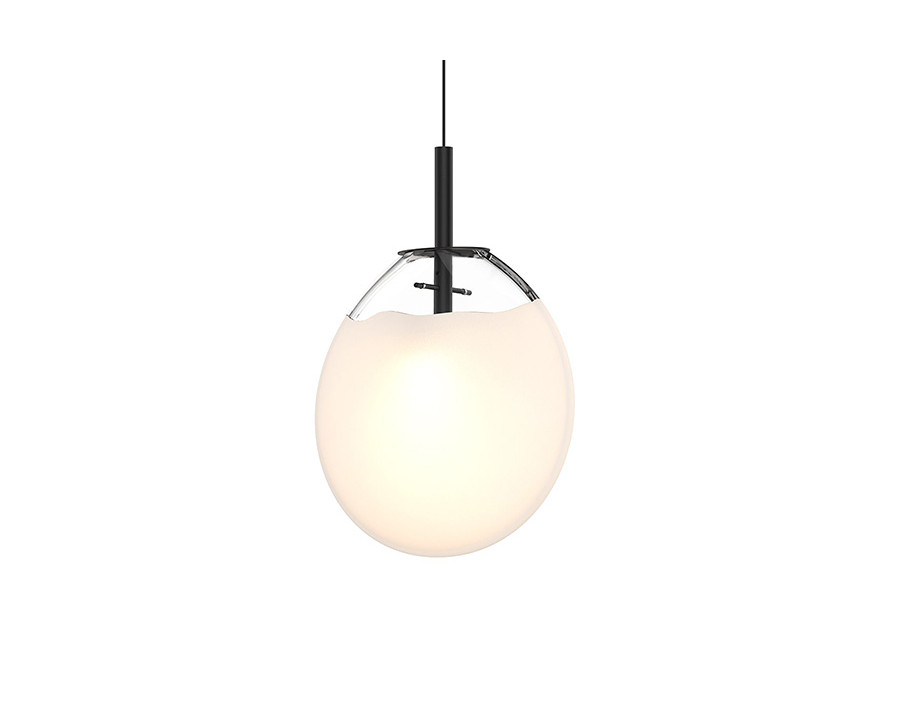 Sonneman Cantina LED Single Pendant - Satin Black, Medium, Poured White Glass