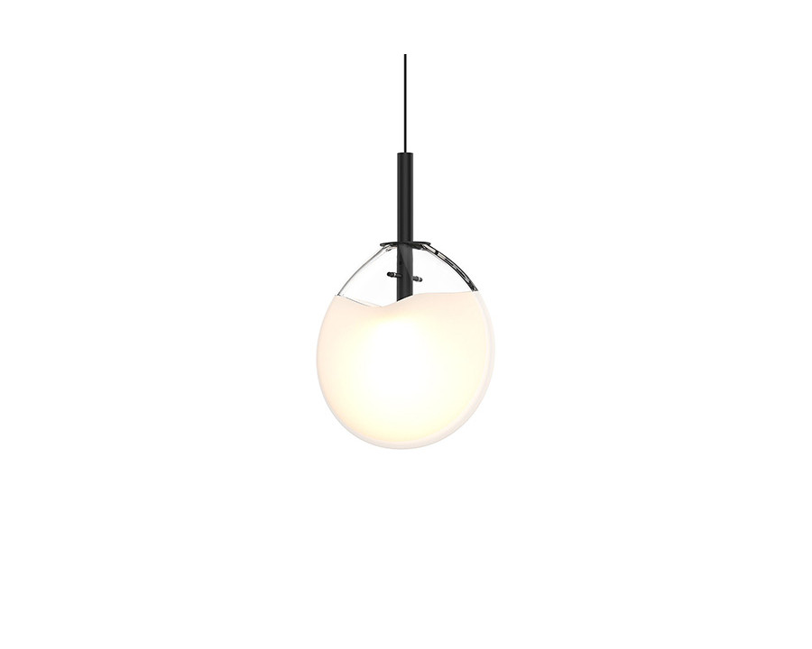 Sonneman Cantina LED Single Pendant - Satin Black, Small, Poured White Glass