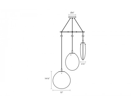 Sonneman Cantina LED Chandelier - Satin Black, Large 3-Light Tri-Spreader, Poured White Glass