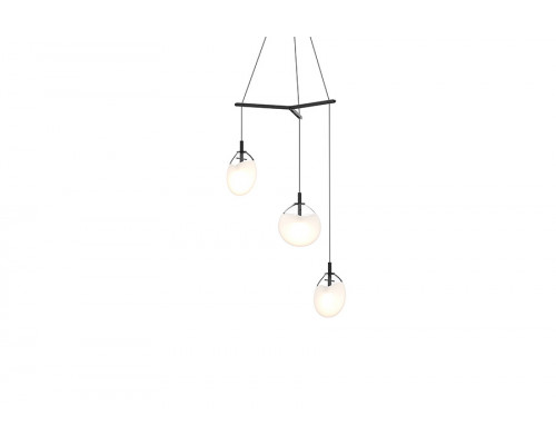 Sonneman Cantina LED Chandelier - Satin Black, Small 3-Light Tri-Spreader, Poured White Glass