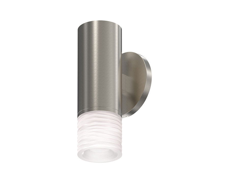 Sonneman ALC LED Pendant - Satin Nickel, 3" One-Sided, 25 Narrow Flood Lens, Etched Ribbon Glass Trim