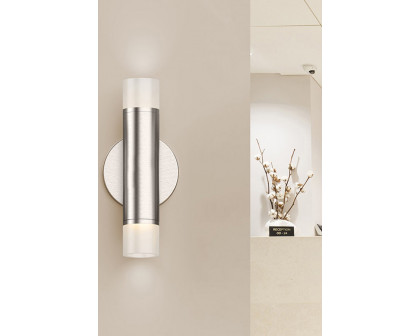 Sonneman ALC LED Pendant - Satin Nickel, 3" One-Sided, 25 Narrow Flood Lens, Etched Ribbon Glass Trim