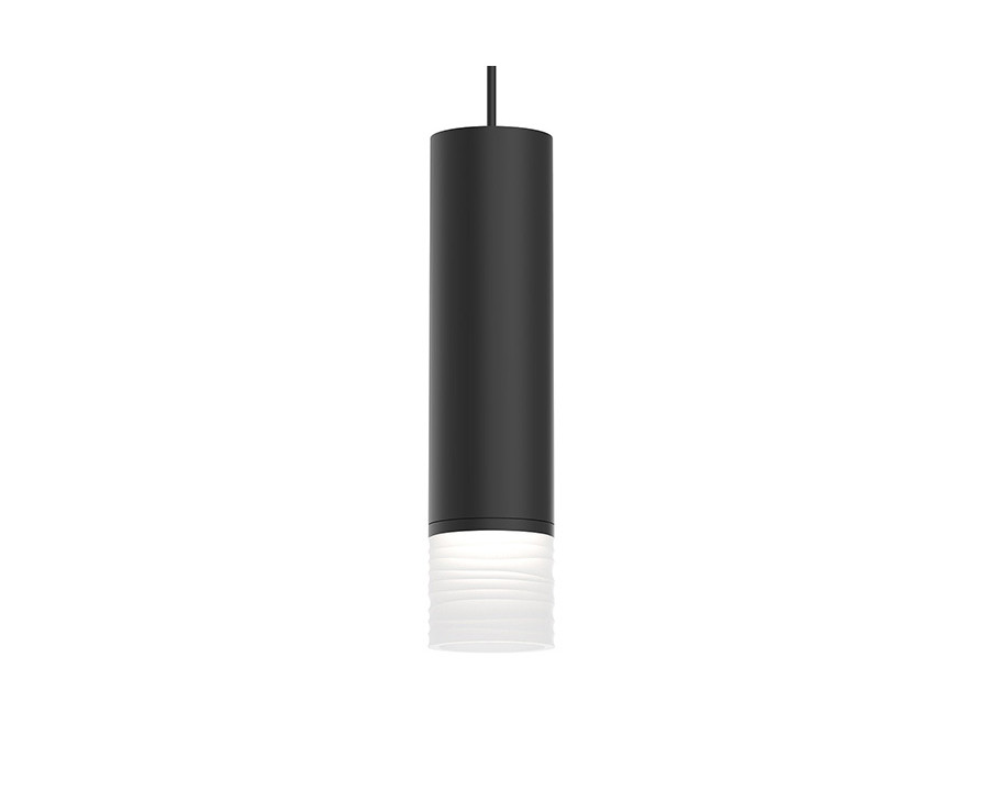 Sonneman ALC LED Pendant - Satin Black, 3" Medium, 25 Narrow Flood Lens, Etched Ribbon Glass Trim