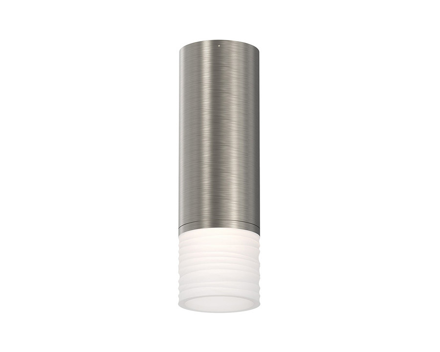 Sonneman ALC LED Pendant - Satin Nickel, 3" Small, 25 Narrow Flood Lens, Etched Ribbon Glass Trim