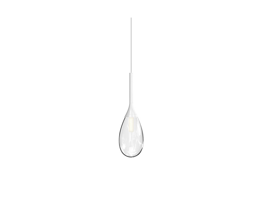 Sonneman Parisone LED Single Pendant - Satin White, 1-Light, Clear Glass