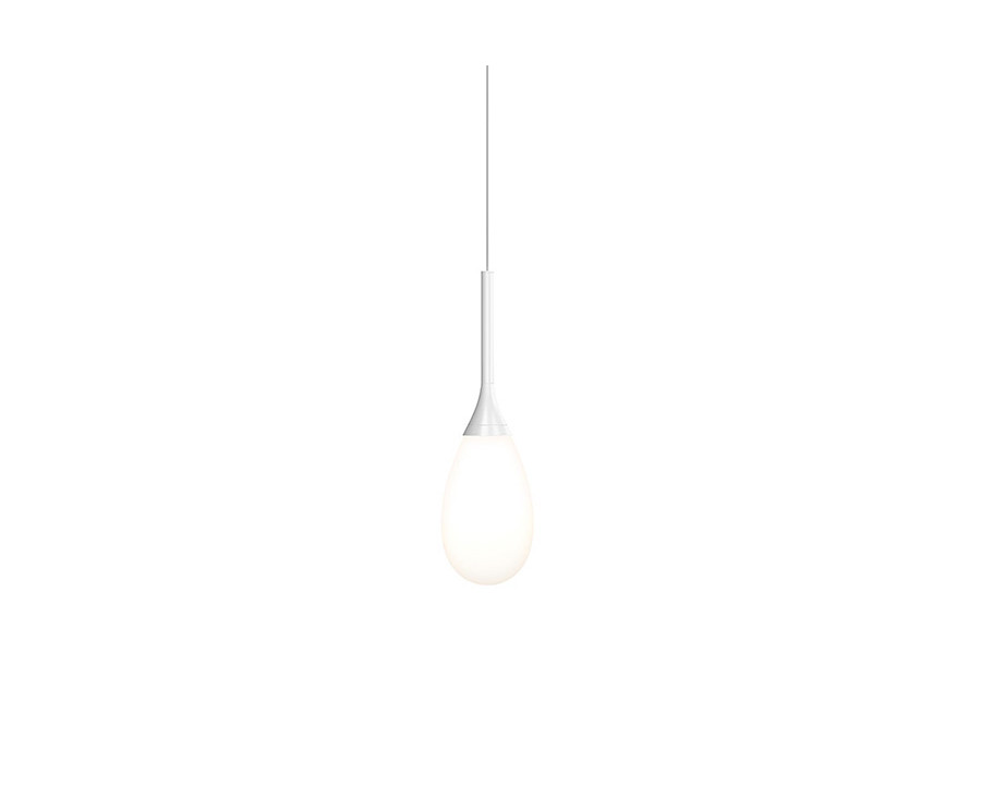 Sonneman Parisone LED Single Pendant - Satin White, 1-Light, White Etched Cased Glass