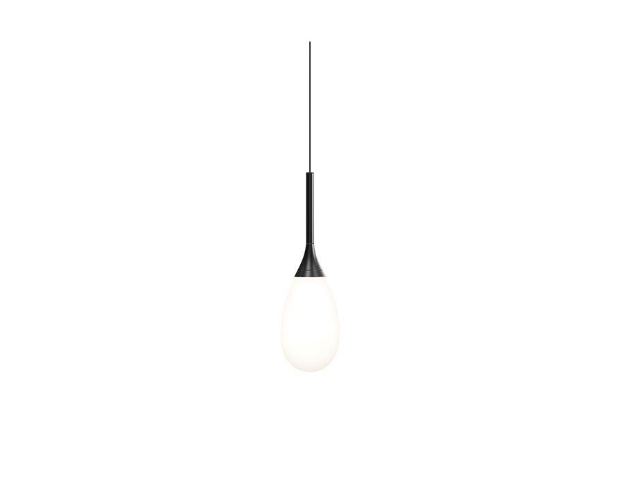 Sonneman Parisone LED Single Pendant - Satin Black, 1-Light, White Etched Cased Glass