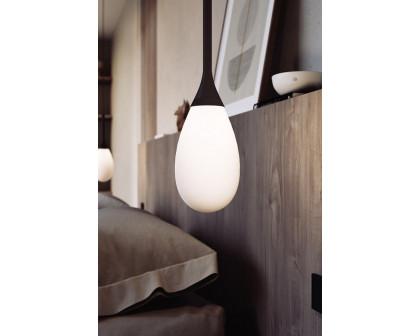 Sonneman Parisone LED Single Pendant - Satin Black, 1-Light, White Etched Cased Glass