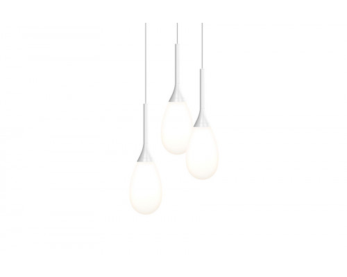 Sonneman Parisone LED Chandelier - Satin White, 3-Light, White Etched Cased Glass