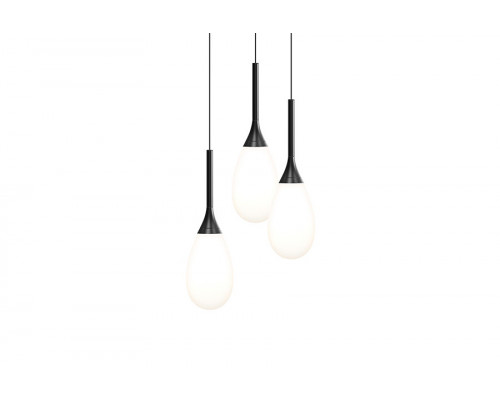 Sonneman Parisone LED Chandelier - Satin Black, 3-Light, White Etched Cased Glass