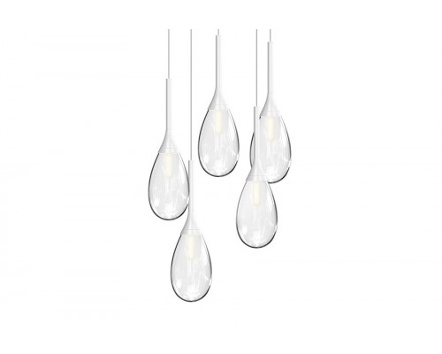 Sonneman Parisone LED Chandelier - Satin White, 5-Light, Clear Glass