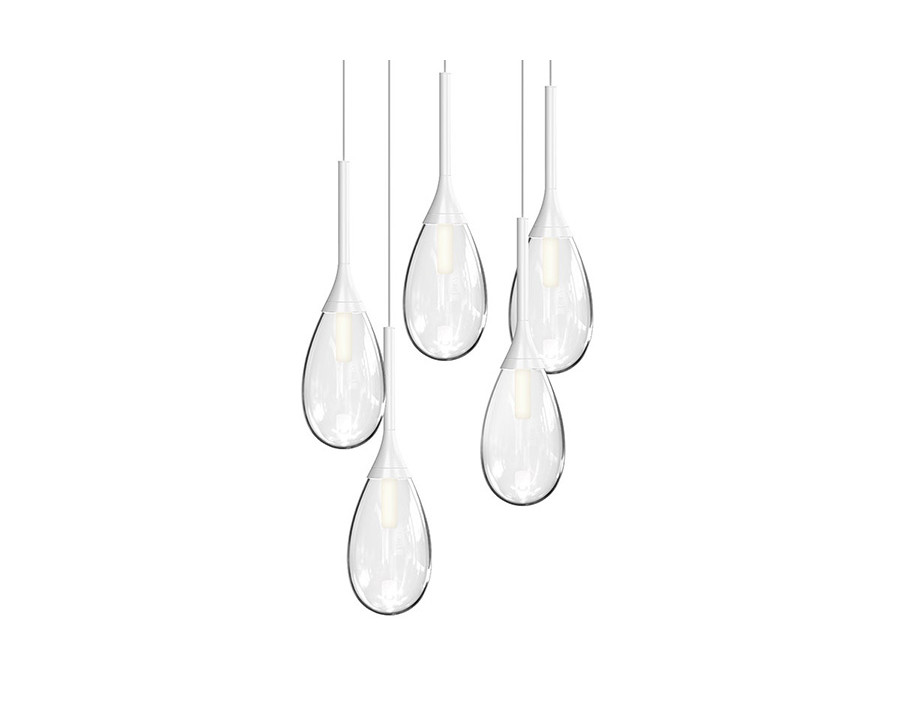 Sonneman Parisone LED Chandelier - Satin White, 5-Light, Clear Glass