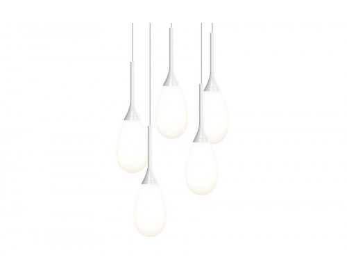 Sonneman Parisone LED Chandelier - Satin White, 5-Light, White Etched Cased Glass