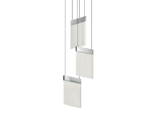 Sonneman V Panels Chandelier - 3 Light Standard, Polished Chrome