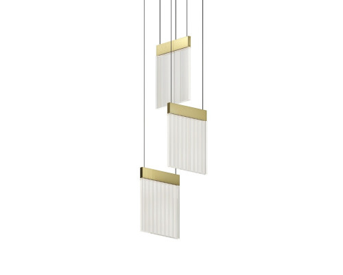 Sonneman V Panels Chandelier - 3 Light Standard, Brass Finish