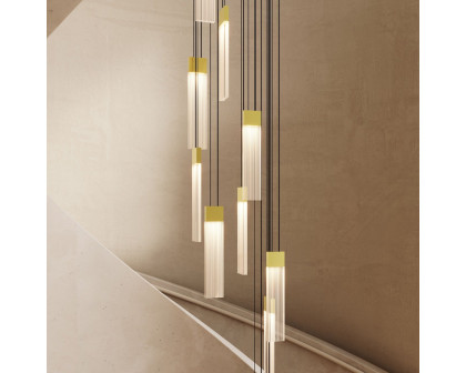 Sonneman V Panels Chandelier - 3 Light Standard, Brass Finish