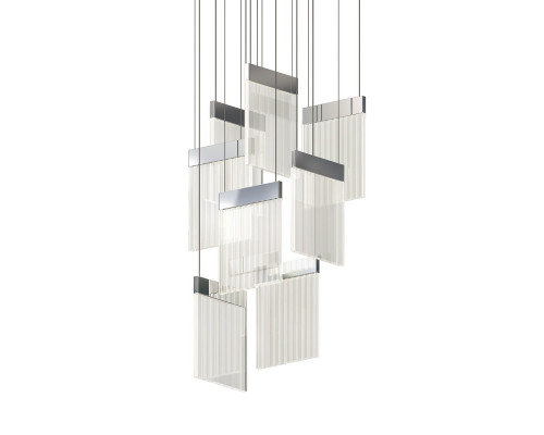 Sonneman V Panels Chandelier - 8 Light Standard, Polished Chrome