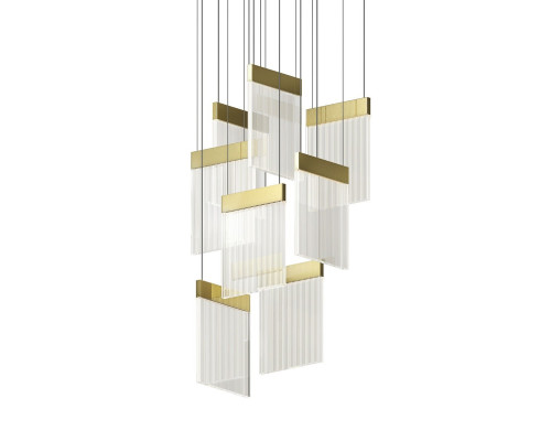 Sonneman V Panels Chandelier - 8 Light Standard, Brass Finish