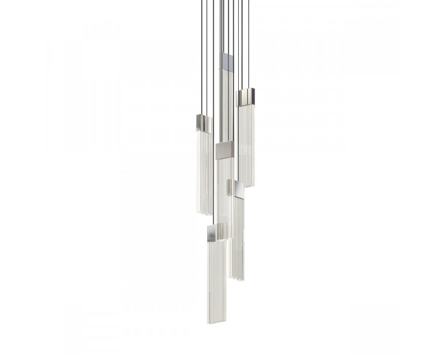 Sonneman V Panels Chandelier - 6 Light Thin, Polished Chrome