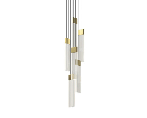 Sonneman V Panels Chandelier - 6 Light Thin, Brass Finish