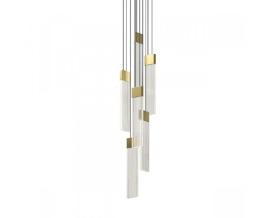 Sonneman V Panels Chandelier - 6 Light Thin, Brass Finish