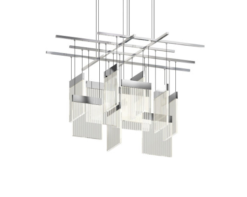 Sonneman V Panels Chandelier - Large Intersections, Polished Chrome