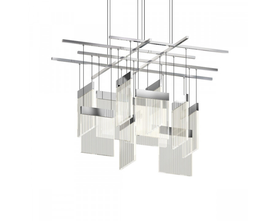 Sonneman V Panels Chandelier - Large Intersections, Polished Chrome