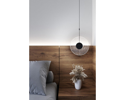 Sonneman Meclisse LED Single Pendant - Satin Black, 1-Light, Clear Glass