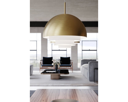 Sonneman Modern Tiers Pendant - Painted Brass, 12", Dome