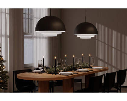 Sonneman Modern Tiers Pendant - Satin Black, 12", Dome