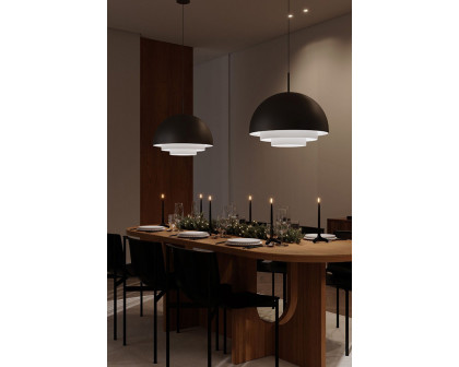 Sonneman Modern Tiers Pendant - Satin Black, 12", Dome