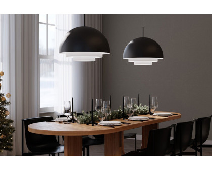 Sonneman Modern Tiers Pendant - Satin Black, 12", Dome