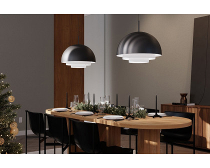 Sonneman Modern Tiers Pendant - Satin Black, 12", Dome