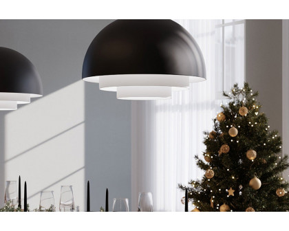 Sonneman Modern Tiers Pendant - Satin Black, 12", Dome