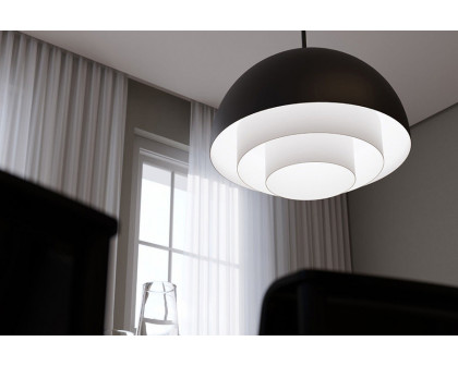 Sonneman Modern Tiers Pendant - Satin Black, 12", Dome