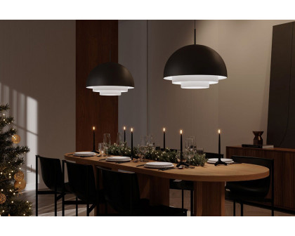 Sonneman Modern Tiers Pendant - Satin Black, 16", Dome