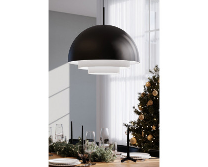 Sonneman Modern Tiers Pendant - Satin Black, 16", Dome