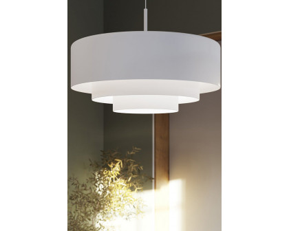 Sonneman Modern Tiers Pendant - Satin White, 12", Flat