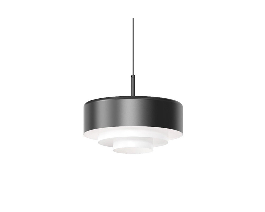 Sonneman Modern Tiers Pendant - Satin Black, 12", Flat