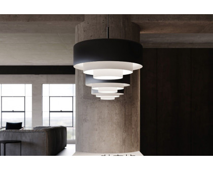 Sonneman Modern Tiers Pendant - Satin Black, 12", Flat