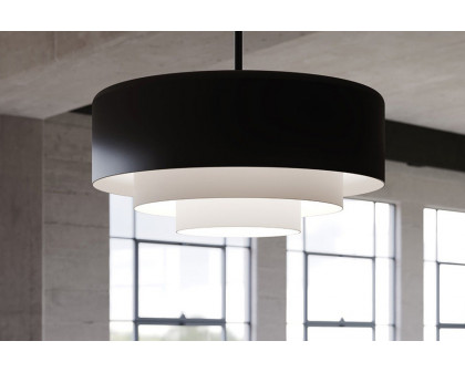 Sonneman Modern Tiers Pendant - Satin Black, 12", Flat