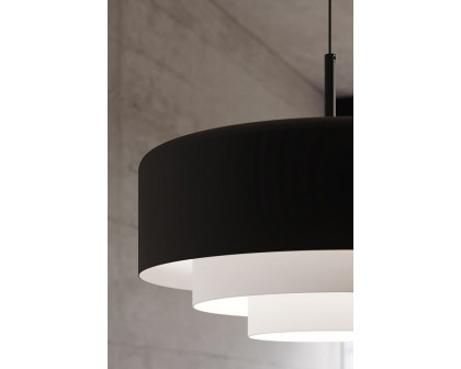 Sonneman Modern Tiers Pendant - Satin Black, 12", Flat