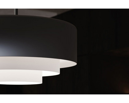 Sonneman Modern Tiers Pendant - Satin Black, 12", Flat