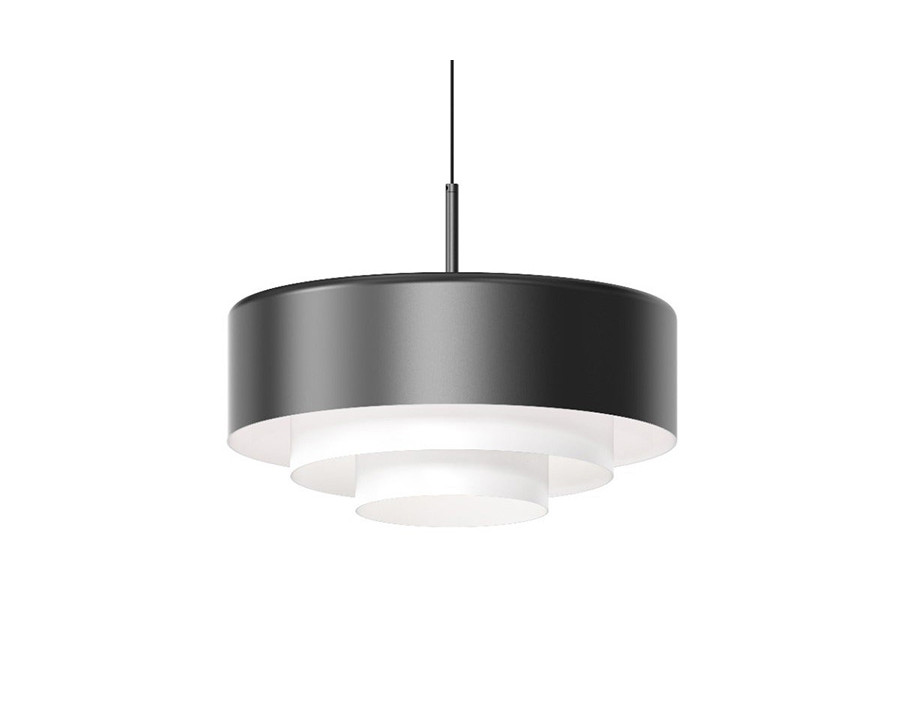 Sonneman Modern Tiers Pendant - Satin Black, 16", Flat