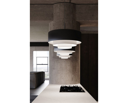 Sonneman Modern Tiers Pendant - Satin Black, 16", Flat