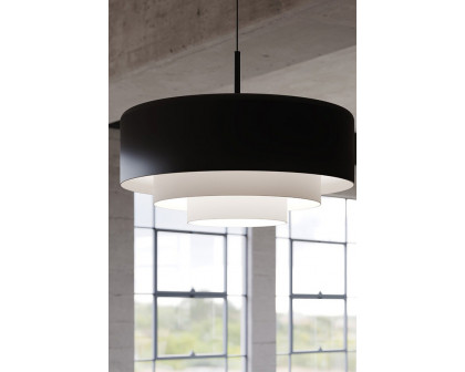 Sonneman Modern Tiers Pendant - Satin Black, 16", Flat