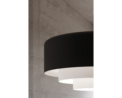 Sonneman Modern Tiers Pendant - Satin Black, 16", Flat