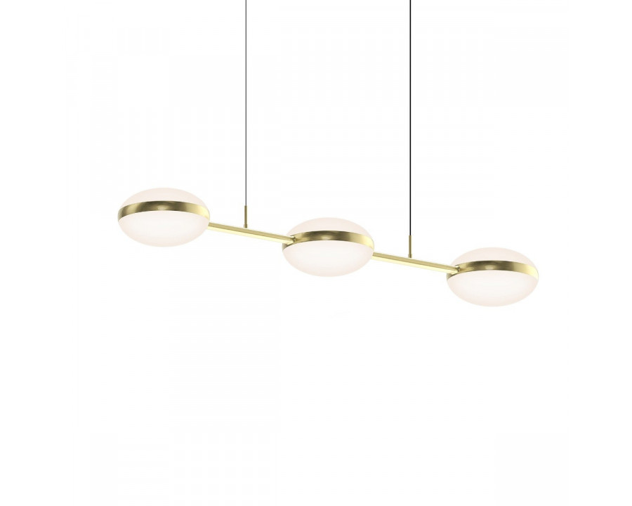 Sonneman Pillows Chandelier - 3-Light Linear Chandelier, Brass Finish